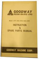 Goodway-Goodway Model GW, 1400 & 1600 Series, Lathes Instructions and Spare Parts Manual-GW1422-GW1433-GW1440-GW1633-GW1640-GW1660-01